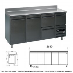 Furnotel - Arrière-bars skinplate - Sans groupe - Hauteur 1000 mm - 2 portes - 301 litres - ABR2D